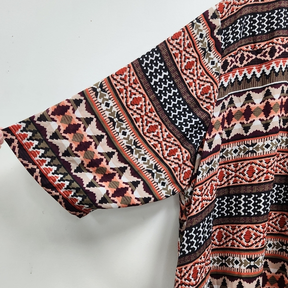 Catherines Womens Plus 3/4 Sleeve Beaded Tunic Blouse Size 5X Orange Aztec Print - Picture 8 of 10